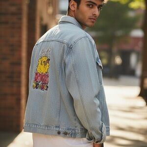 RARE Vintage Coca Cola Red Hot Summer Three Rivers Denim Jacket Mens L USA